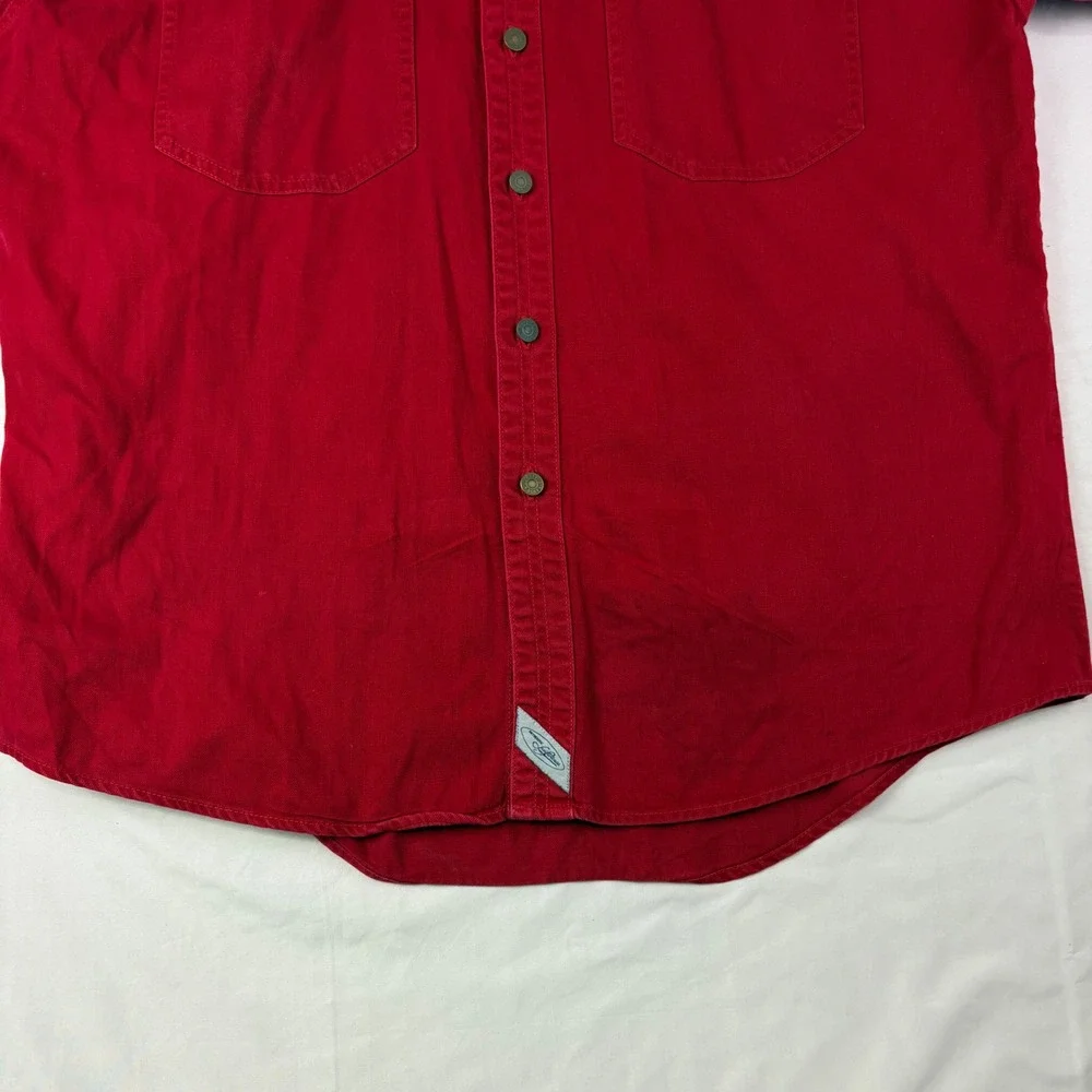 Levi's L Red Cotton Twill Button Down Shirt Long Sleeve Workwear Casual VTG
